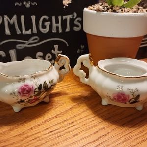 Lefton China Hand Painted Rose Mini Sugar and Creamer Set